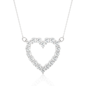 Hot New Trendy 10K Or Blanc Ouvert Coeur-Forme De Mariage Fiançailles Pendentif Collier avec Chaîne pour Femmes Cadeau Romantique pour Elle - Product Image 1