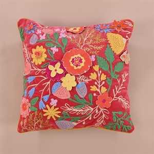 Floral Embroidered Handmade New Design Cushion Cover Made in India Products At Best Wholesale Price 50x50 Cm For Living Room - Product Image 1