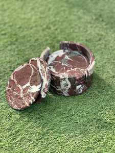 ชุดจานรองแก้วหินอ่อนสุดหรูถาดรองแก้วลายหินธรรมชาติทำมือมี6ชิ้นพร้อมที่จับ - Product Image 5