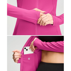Women Training <b>Jacket</b> Full Zip Lightweight Top Stretchy <b>Yoga</b> Athletic Wear Soft Comfort Nylon Spandex Blend - Product Image 4