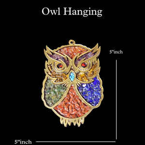 Premium Quality 7 Chakras <b>Owl</b> Car Wall Hanging with Real Gemstone Chips Decorative Gift Feng Sui Item Hanging <b>Ornament</b> in Bulk - Product Image 2