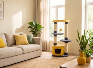 Arbre à chat Amistar Golden Height en bois de haute qualité, 100 cm de haut, écologique et durable pour chats de toutes tailles et de tous âges - Product Image 5