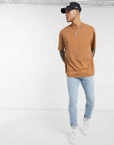 เสื้อยืดผู้ชายโอเวอร์ไซส์ผ้าคอตตอนเนื้อหนาแบบเรียบเปิดไหล่ออกแบบได้ตามต้องการ - Product Image 2