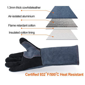 Protective <b>Stick</b> Welding Gloves for <b>Welders</b> Outdoor Touch Screen Heavy Duty Leather Safety Long Gloves for Men - Product Image 2