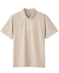 Polo de Manga Corta con Media Cremallera Gris Claro para Hombre, Verano, Suave, Transpirable, con Bolsillo, Diseño Casual, Cómodo para Uso Diario, Top de Moda - Product Image 1