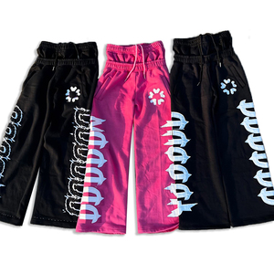 Fabricants Vente en gros Streetwear personnalisé Pantalon de survêtement évasé à double taille avec broderie et appliques pour hommes - Product Image 2