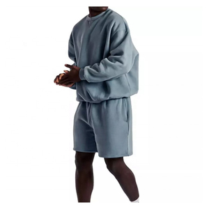 Ensemble de vêtements de sport deux pièces pour hommes, sweat-shirt et short à col rond avec logo personnalisé, costumes de jogging de style pour hommes 2026 - Product Image 2