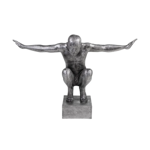 Hermosa escultura de aluminio de un nadador sentado listo para saltar al agua - Product Image 5