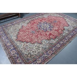 Grand tapis vintage, tapis turc 6,7x10,3 pieds, tapis en laine rouge - Product Image 2