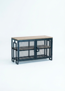 Mesa Consola de Malla Metálica Industrial con Tapa de Madera y Gabinete de Almacenamiento, Mueble Moderno para Sala de Estar, Aparador de Entrada - Product Image 6