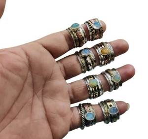 แหวนทองเหลืองทำด้วยมือหนึ่งโทนดีไซน์หรูหราแถบหนาเราขนาด5-18นิ้วสำหรับงานแต่งงานหรือวันหยุดฤดูร้อนเครื่องประดับแฟนซี - Product Image 2