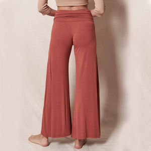 Pantalones de yoga acampanados de pierna ancha de cintura alta para mujer, pantalones de campana deportivos ligeramente cruzados con mallas de patrón sólido - Product Image 5