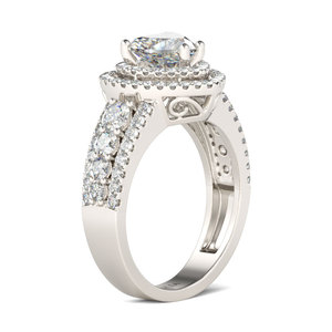 Bague de fiançailles Jeulia en argent sterling plaqué or rose avec double halo et coupe cœur - Product Image 3