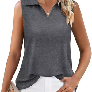 Womens Tank <b>Top</b> V Neck Dressy Casual <b>Sleeveless</b> <b>Tops</b> Work Tank Polo Shirts2025 - Product Image 1