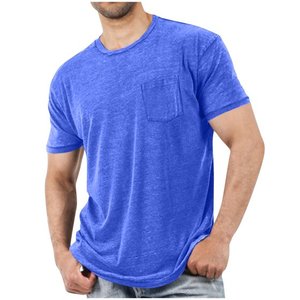 100% coton hommes coupe régulière col rond T-Shirts décontracté couleur unie séchage rapide demi manches 180g 18 couleurs grande taille M-6XL en gros - Product Image 1
