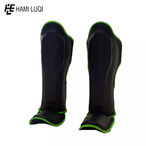 New Arrival High Quality Leather Muay Thai <b>Shin</b> <b>Guards</b> Professional Protection Hook and Loop Closure Custom - Product Image 2