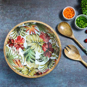 Cuenco impreso de madera de calidad antigua para ensaladera de frutas Cuenco de madera de acacia Producto de Venta caliente para Hotel en casa con diseño personalizado - Product Image 6