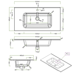 Lavabo In resina bianco lucido 61x46x16.5cm con confezione da 1 "integrata di dimensioni 91x46x17cm - Product Image 6