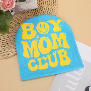 หมวกบีนนี่แบบถักสำหรับฤดูหนาวออกแบบได้ตามต้องการพร้อมโลโก้ขนาดใหญ่หมวกอบอุ่นทำด้วยมือ - Product Image 3