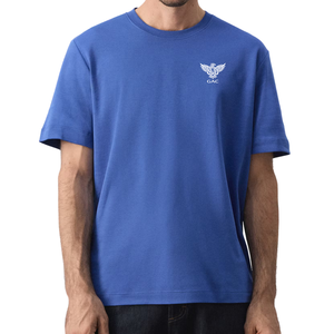 Camiseta de algodón para hombre, manga corta, cuello redondo, informal, con logo personalizado impreso, corte regular, ropa de calle para diario, venta al por mayor - Product Image 1
