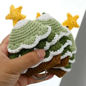 Crochet Amigurumi Mini Animal Key Covers Crochet Árvore De Natal Padrão Chave Caso Mão Malha Chave Titular para Presentes de Natal