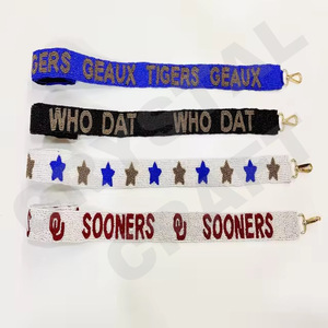 Correas de bolso de cuentas de semillas de oro blanco personalizadas Correa de monedero con cuentas de moda para el día del juego para bolsos - Product Image 3