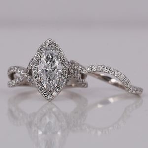 Marquise Cut Lab Grown Diamond Cluster Setting Engagement <b>Ring</b> With Round Cut Side Conflict Free Diamond <b>Ring</b> in 18KT Solid Gold - Product Image 1