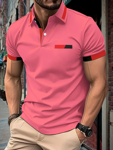 Polo de Moda para Hombre, Camisa de Color Sólido con Estampado 3D de Seda Alta, Holgada, de Gran Tamaño, de Manga Corta, Informal, de Verano, Top de Calle Diario, Polo de Golf - Product Image 3