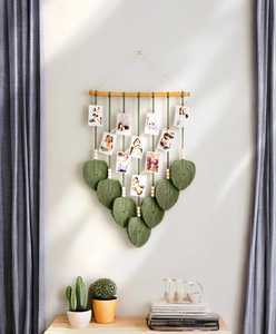 Boho Macrame ที่แขวนผนังทำด้วยมือสำหรับตกแต่งห้องที่มีคลิปไม้ - Product Image 1