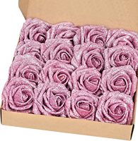 Fleurs artificielles 25 pièces, roses en mousse aux couleurs scintillantes, aspect réaliste, avec tiges, pour bouquets de mariage DIY, décoration de mariage