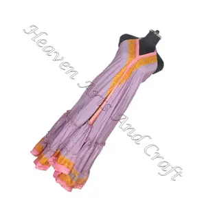 Vintage Sari Recycled Silk Dress Bohemian Festival Ethnic Dress Beach Halter Women Dress Ladies Elegant Dinner Gown Sleeveless