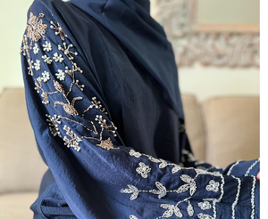 Robe de soirée d'été élégante pour adultes modeste pleine longueur perles en poly maille perles cristal antistatique cocktail brodé - Product Image 3