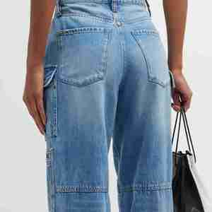 Jeans amples et confortables à taille haute pour femmes, pantalon en denim à jambes larges, pantalon élastique tendance style boyfriend, pantalon en denim - Product Image 4