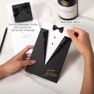 6 packs de sacs-cadeaux de smoking 3D noirs classiques avec boutons de nœud papillon pour le marié, anniversaire du père, faveur de mariage - Product Image 5