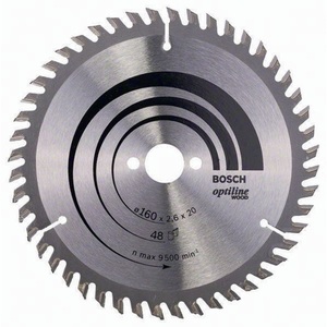 Optiline Carbide-Tipped Wood Circular <b>Saw</b> Blade 160 mm Outer Diameter 48 Teeth 20 mm Bore 2.6 mm Kerf Compatible with BOSCH - Product Image 1