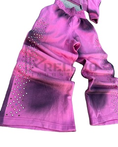 New Winter Printed Rhinestone Men's Customized Tracksuit Acid Wash Design 100% Cotton Quick-Dry Breathable <b>Sweatsuit</b> - Product Image 5