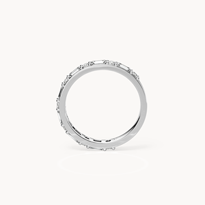 Bague demi-éternité en or jaune plaqué rhodium avec pierre précieuse taille émeraude - Product Image 5