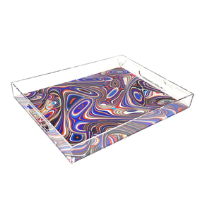 Diseño transparente Flor Impreso Acrílico Bandeja Lucite Rectangular Bandeja de servicio Almacenamiento Bandeja de chocolate - Product Image 2