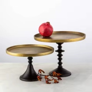 Highest Quality Solid Wooden <b>Cake</b> <b>Stand</b> With Metal Handle Snack Sweet Serving Platter for Top Selling Home Tableware Accessories - Product Image 2