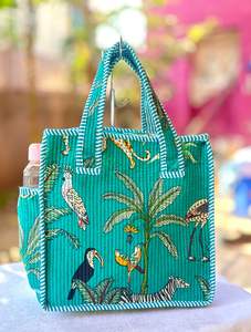 Sac fourre-tout en coton indien fait main 2025 pour femmes, imprimé à la main, matelassé, avec chaîne décorative, meilleur prix - Product Image 4