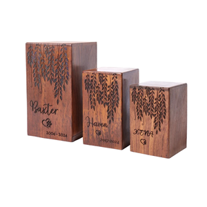 Wooden Cremation Urn with Solid Rosewood Border Carved Design Wooden Urn for Ashes Handcrafted in Vietnam - Product Image 4