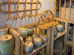 Pot en bambou, bambou tressé, thé avec couvercle, incrustation de nacre de coquille d'œuf pour la décoration, le rangement, les bonbons, les aliments secs, la décoration de la maison, Luna Nouvel An - Product Image 4