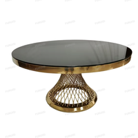 Table de mariage de luxe avec jolie taille pour événement Tables de salle à manger en verre en acier inoxydable pour événement Hall d'hôtel