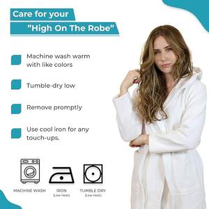 Premium White Plush Bath Robe for Women High Quality Logo Sleepwear Knee Length for Summer and Spring-Made in Karur - Product Image 5