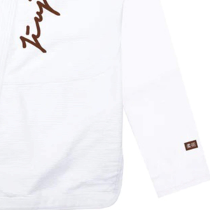 Kimono Blanco de Artes Marciales, Chaqueta de Lucha, Elástica, Bordado Personalizado, Parche de Hombro Marrón en Contraste, Conjuntos de Entrenamiento para Hombre - Product Image 5