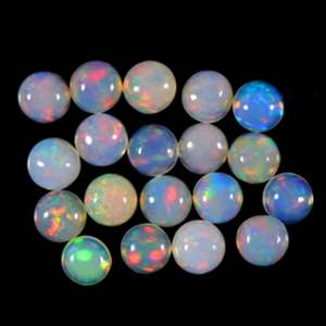 Opale de feu éthiopienne naturelle, cabochon en pierre précieuse, multicolore, 7 mm, évaluée par un tiers pour la fabrication de bijoux - Product Image 1