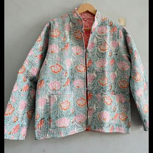 Veste en coton indien, veste en coton matelassé, veste faite à la main, veste pour femme, manteau Boho, veste florale, manteau imprimé bloc - Product Image 2