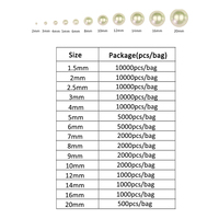 XULIN Vente en gros de perles rondes plates en plastique ABS de 2 mm, 2,5 mm, 3 mm, 4 mm, 5 mm, 6 mm, 7 mm, 8 mm pour la décoration artisanale et le nail art DIY