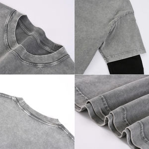 High Quality Double Layer <b>Long</b> <b>Sleeve</b> <b>T</b> <b>Shirts</b> <b>Men</b> Wholesale Casual Wear Cotton Oversized Heavyweight Blank Custom <b>Long</b> <b>Sleeve</b> - Product Image 3