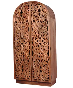 Роскошные антикварные королевские шкафы мебель для гостиной современный натуральный цветочный резной деревянный шкаф для хранения шкафы almirah